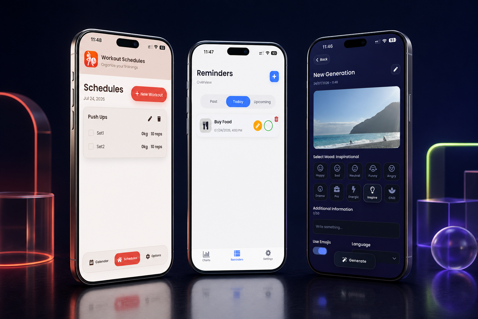 Le app HexaDev in un visual prodotto tridimensionale