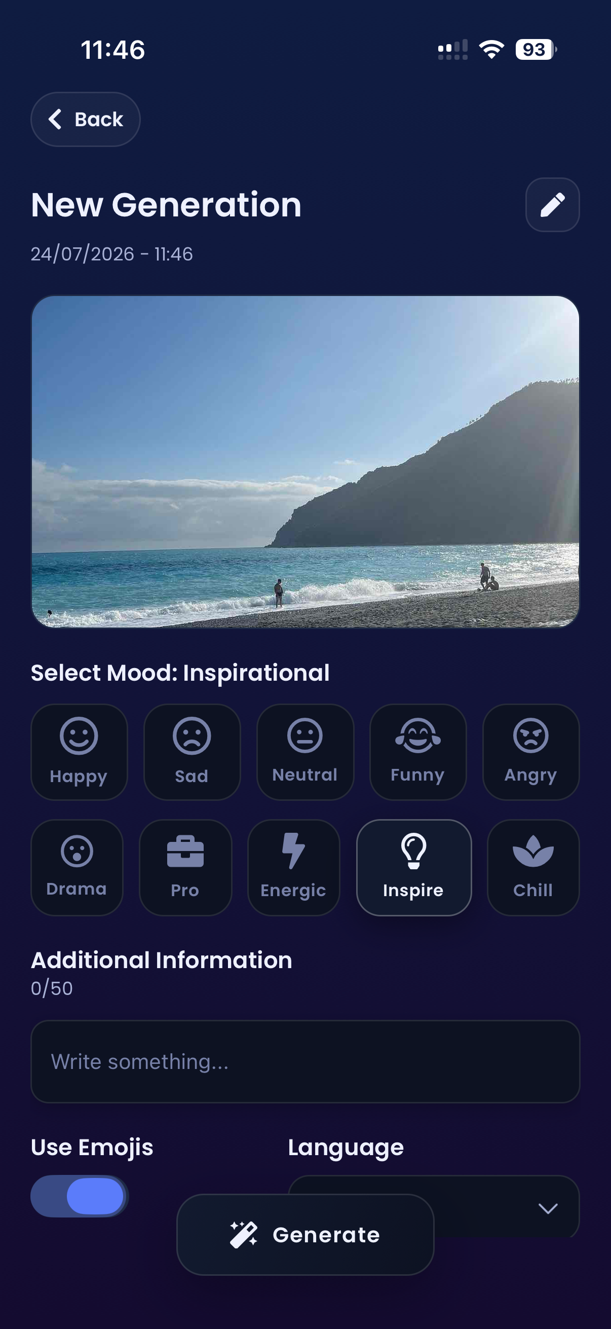 Screenshot di Caption and Hashtag AI