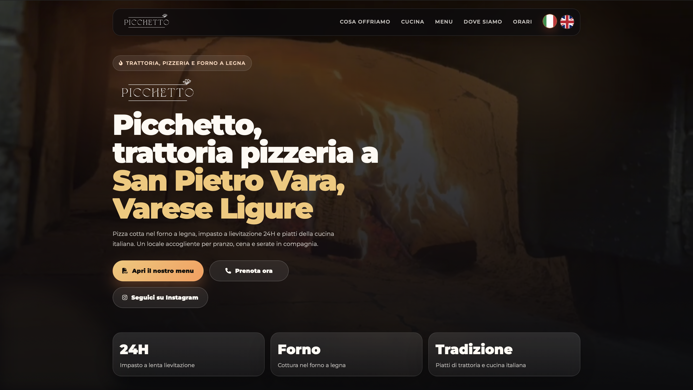 Homepage del sito Picchetto