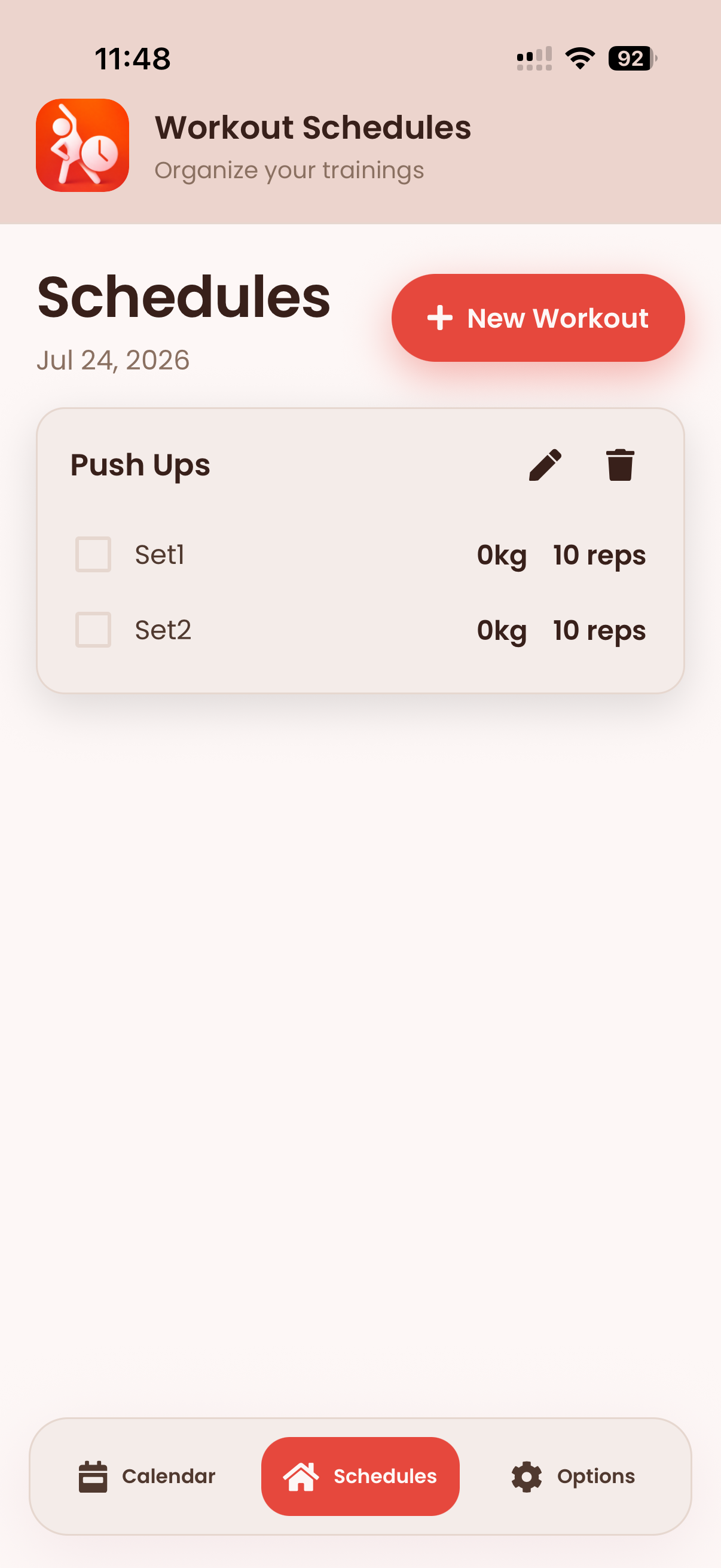 Screenshot di Workout Schedules